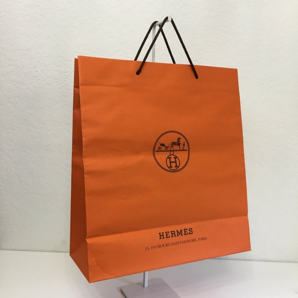 Hermes Shopping Bag 18" x 16" x 6.5" X-Large Orange Paper Gift Bag Authentic